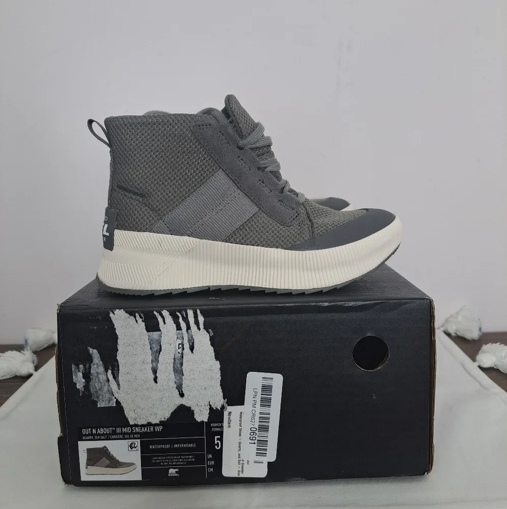 Sorel out n about III mid sneaker waterproof quarry sea salt 5 NWT - Picture 4 of 10